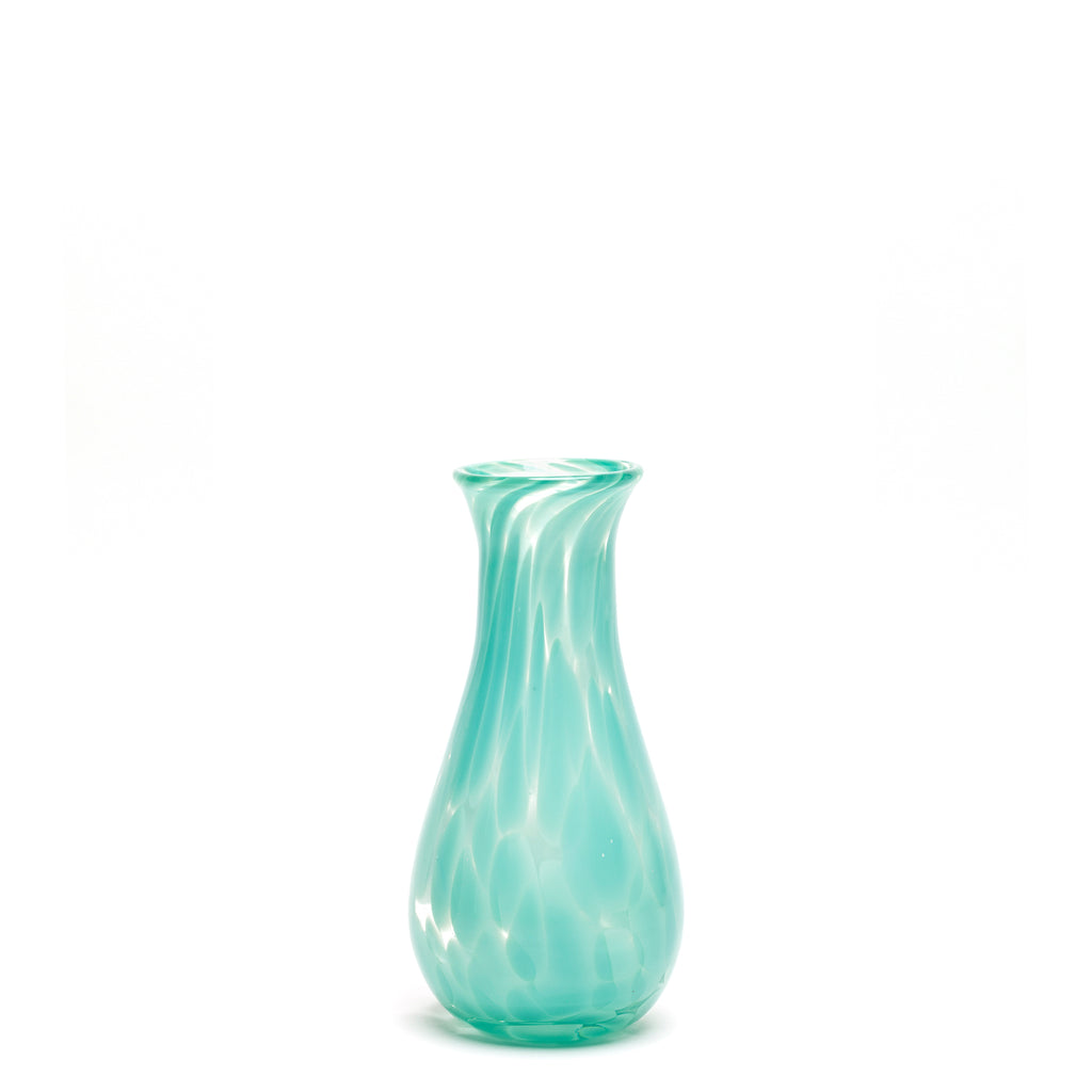 Teal/Transparent Spotted Bud Vase