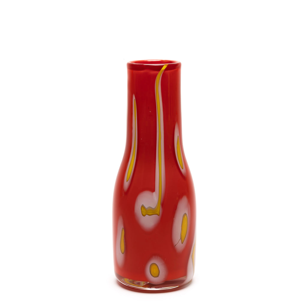 Red Vase with Yellow/White Swirls