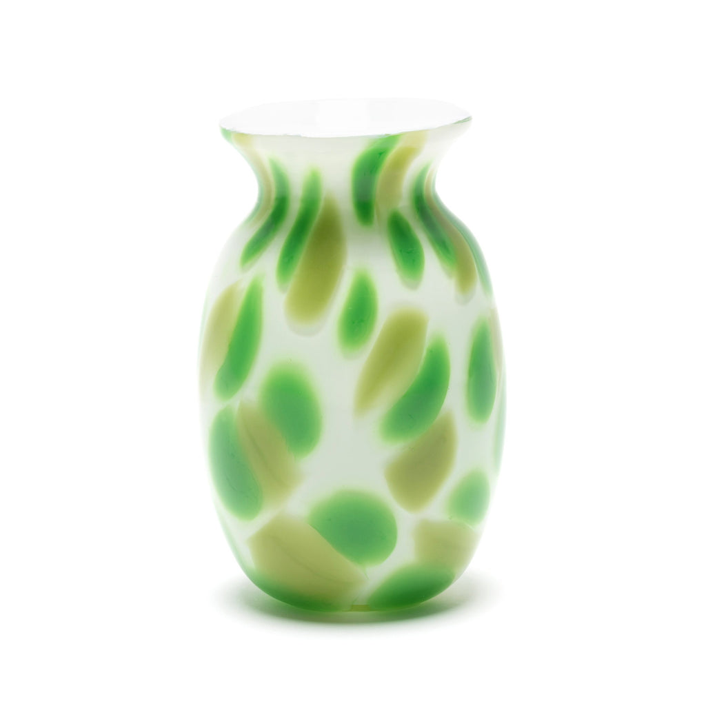 White Vase with Emerald and Pistachio Spots