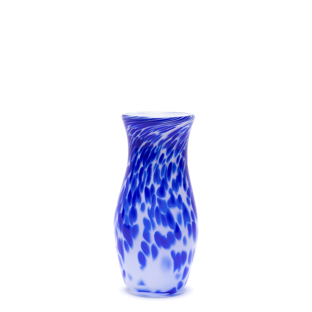 White Vase with Royal Blue Spots