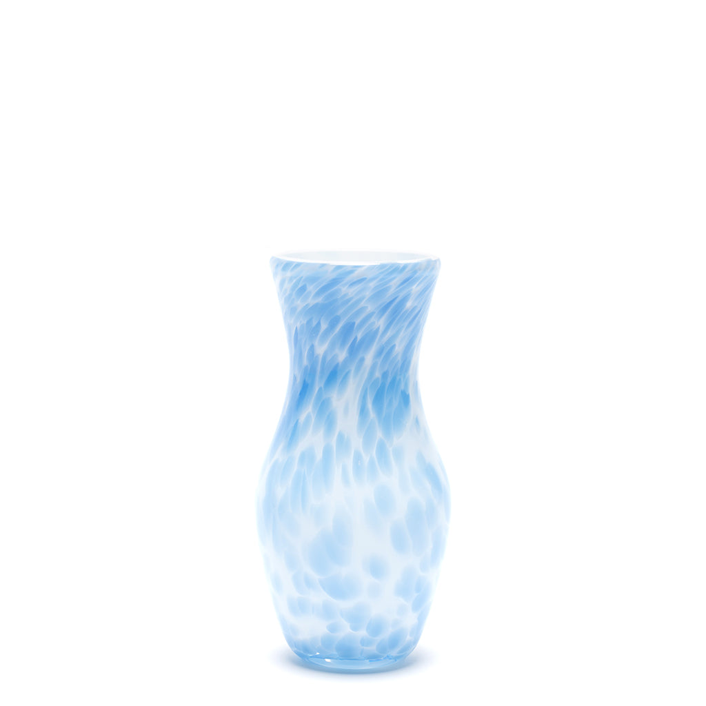 White Vase with Sky Blue Spots