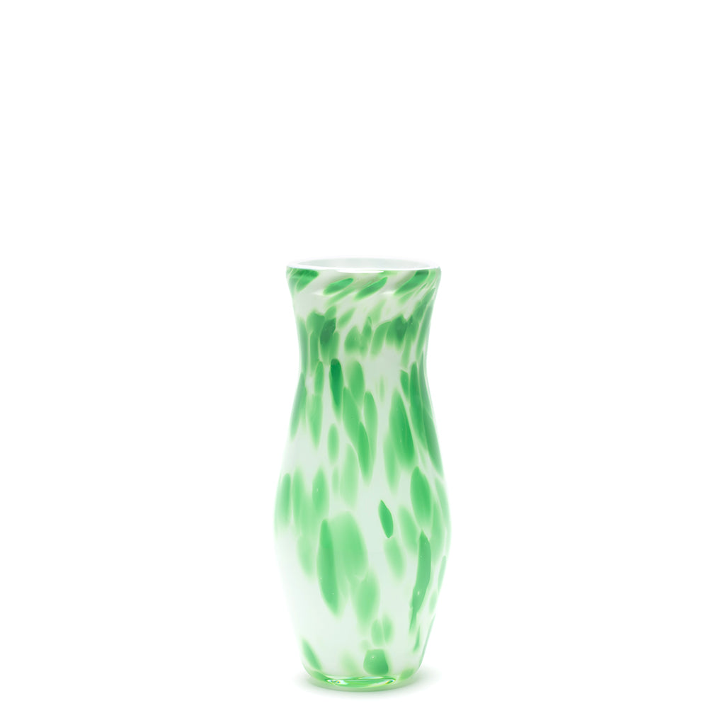 White Vase with Emerald Green Spots
