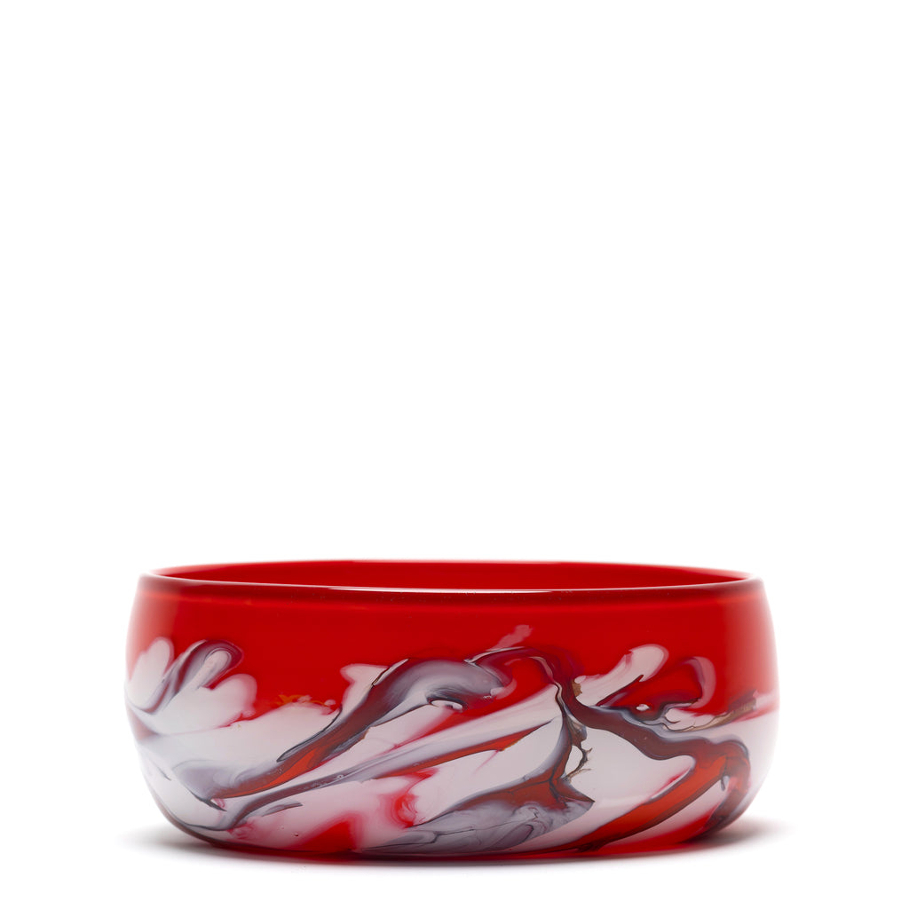 Red Bowl with White and Black Swirls