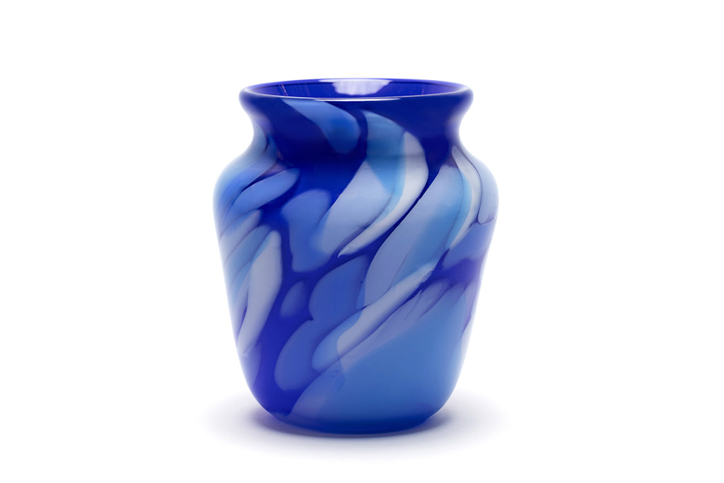 Royal Blue Vase with Sky Blue and White Strokes