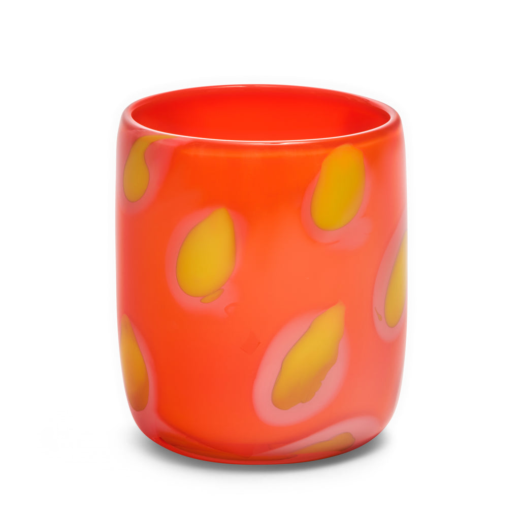 Bright Orange Vase with Pink and Yellow Spots