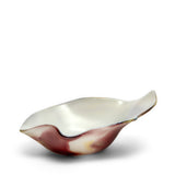 White Wavy Oyster Bowl with Espresso and Cream