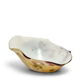 White Wavy Oyster Bowl with Espresso and Cream
