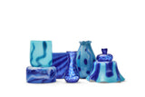 Sky Blue Bowl with Cobalt Blue, Powder White, and Cornflower Blue Strokes