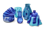 Sky Blue Bowl with Cobalt Blue, Powder White, and Cornflower Blue Strokes
