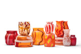 Bright Orange Vase with Pink and Yellow Spots