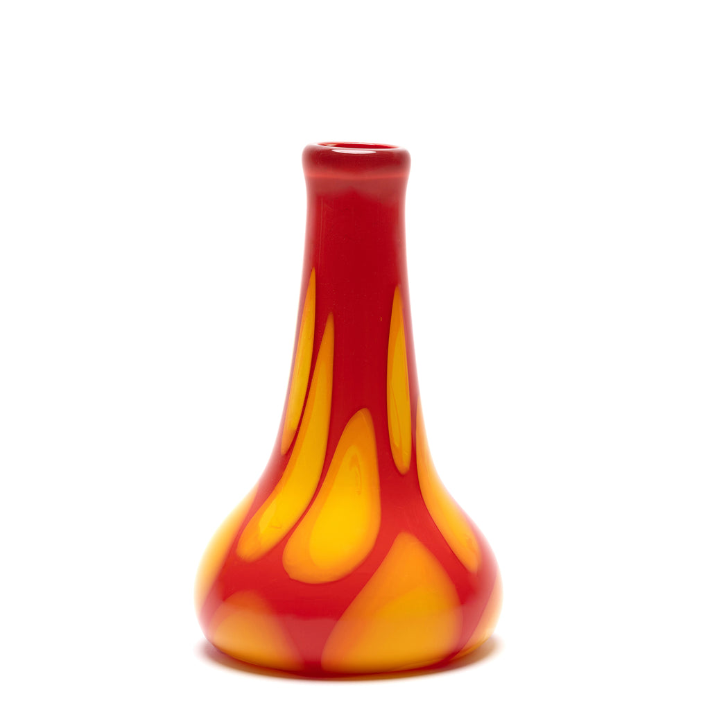 Brick Red Drop Neck Vase with Yellow and Orange Spots