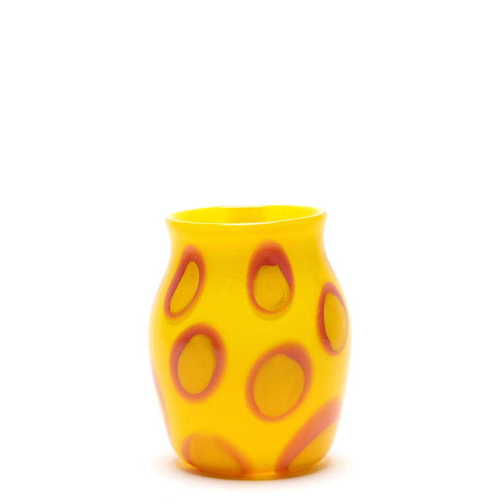 Yellow Vase with Rose and Yellow Spots