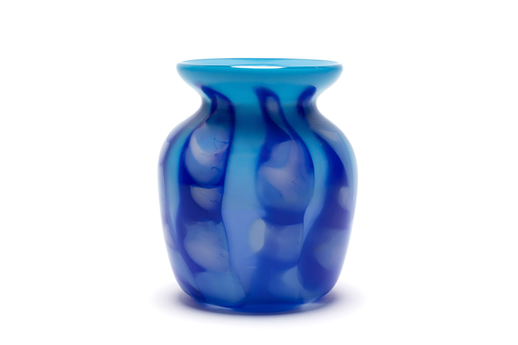 Sky Blue Vase with Royal Blue Stripes and Sky and Powder Blue Strokes