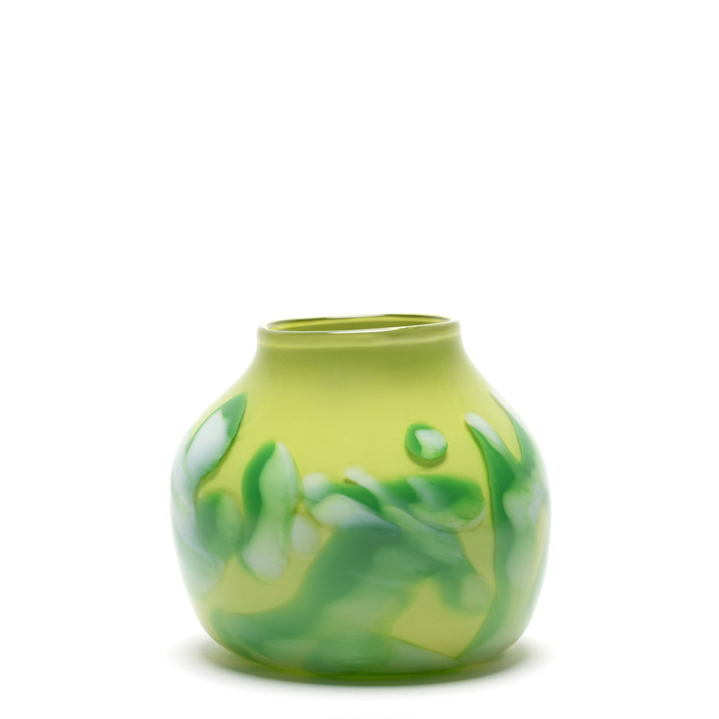 Lime Vase with Green and White Strokes