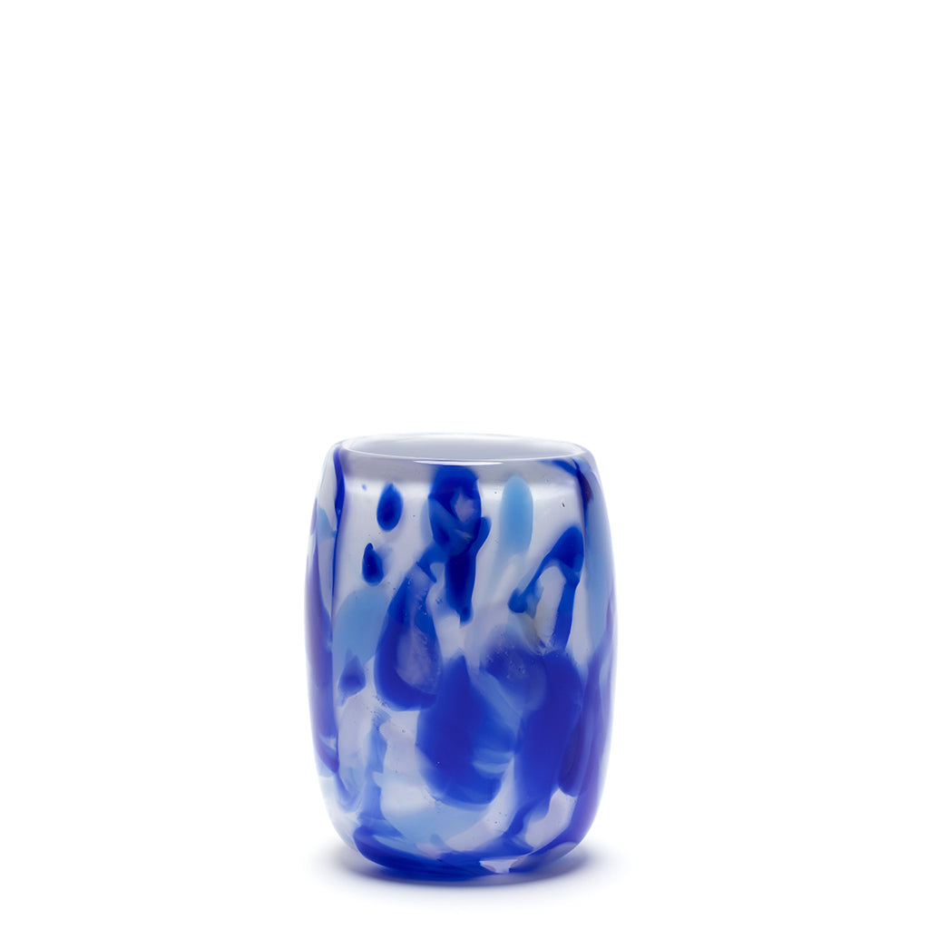 White Vase with Royal Blue and Sky Blue Strokes