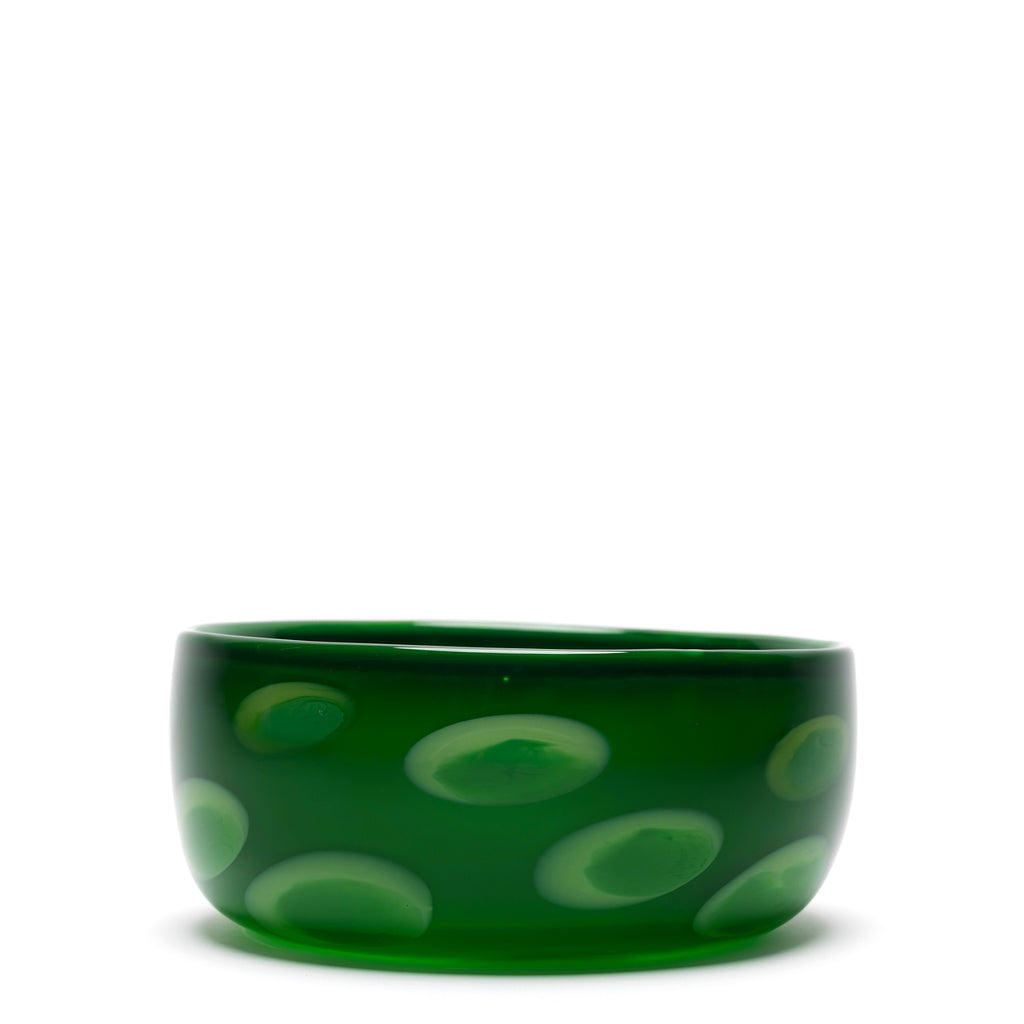 Emerald Bowl with Lime and Green Spots