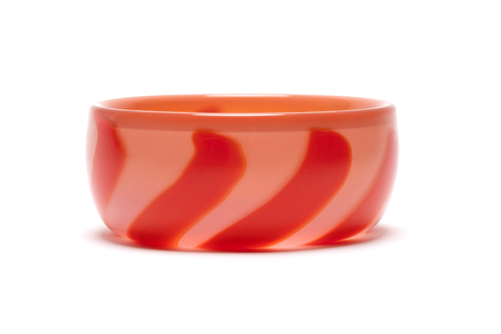 Pink Bowl with Red Strokes