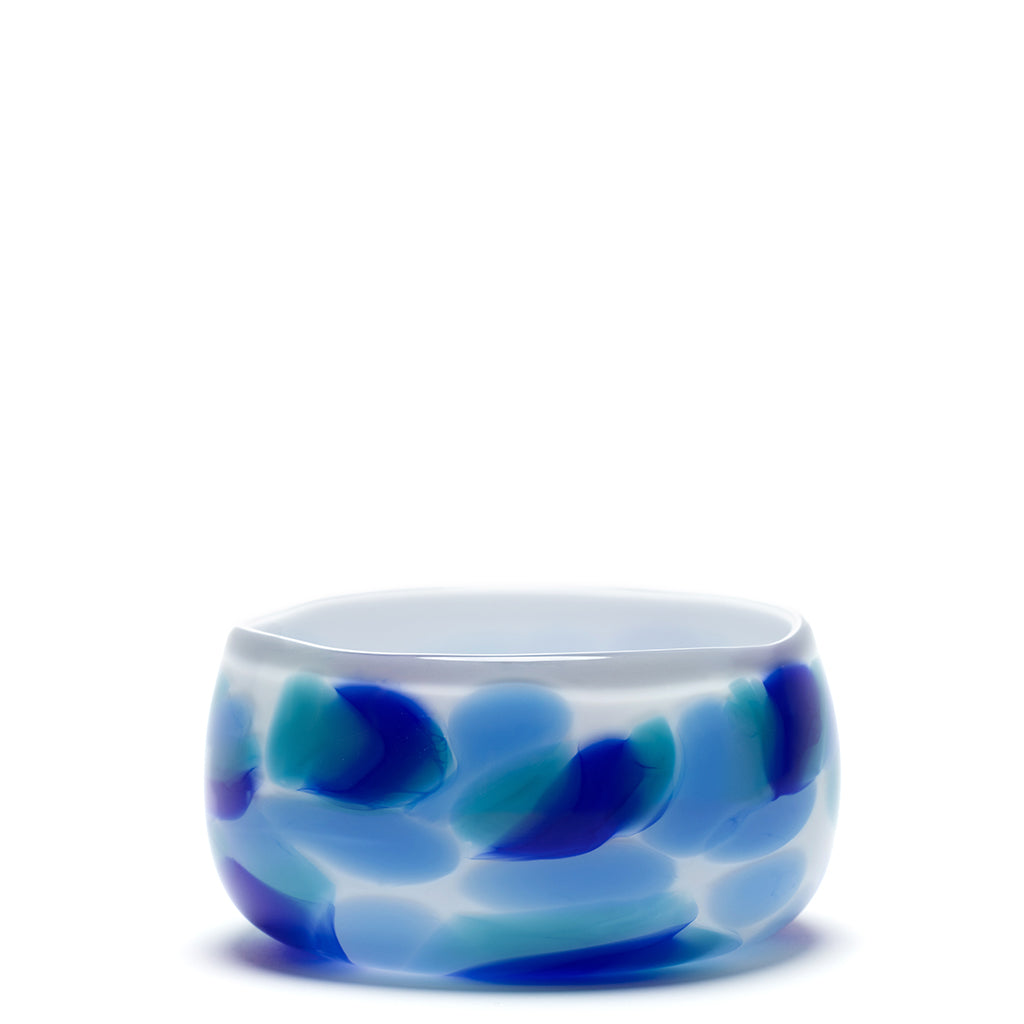 White Bowl with Royal Blue and Sky Blue Strokes