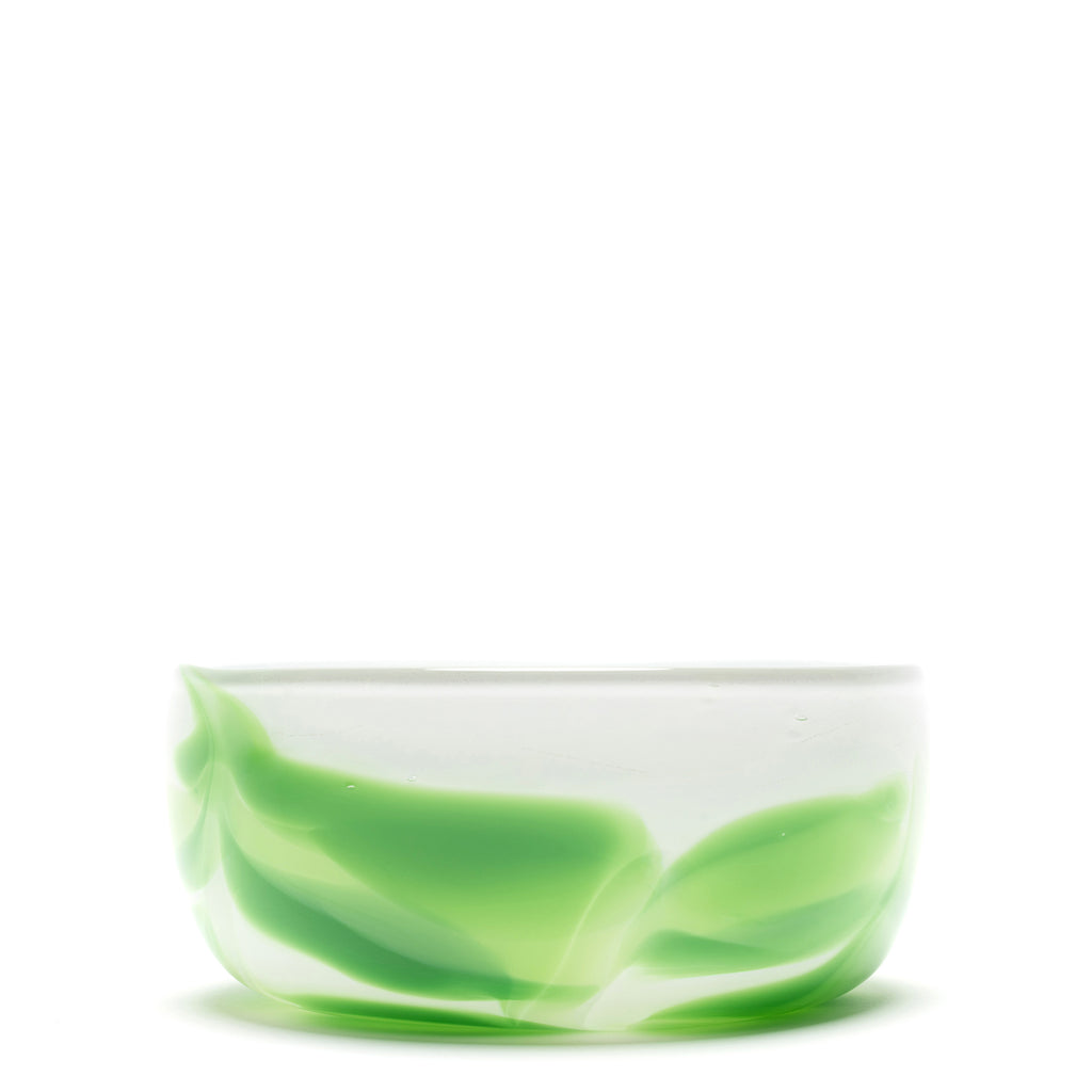 White Bowl with Green Swirls