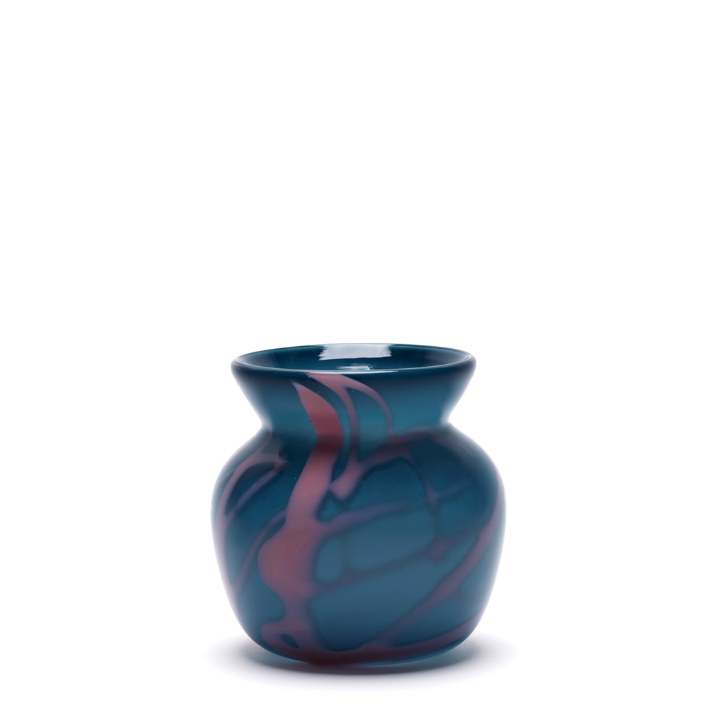 Teal Vase with Pink Strokes