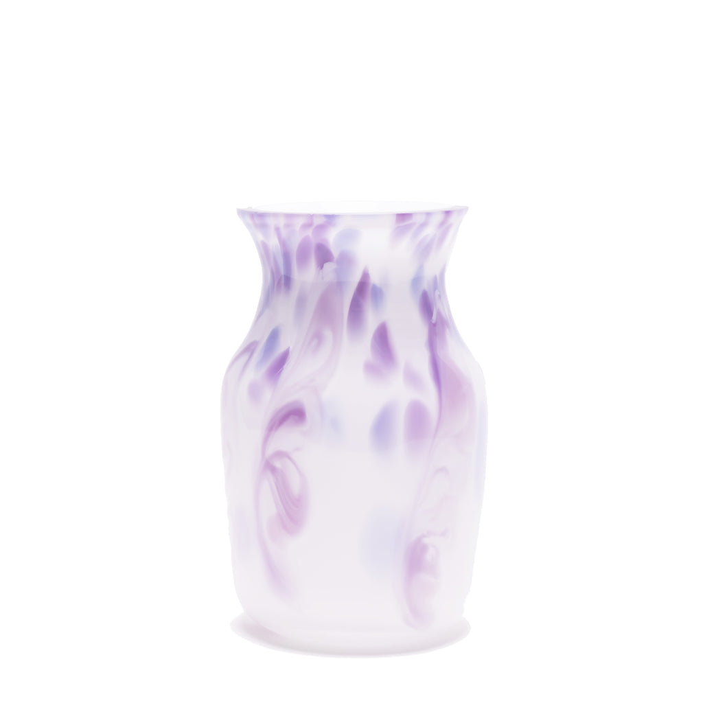 White Vase with Lavender Swirls and Spots