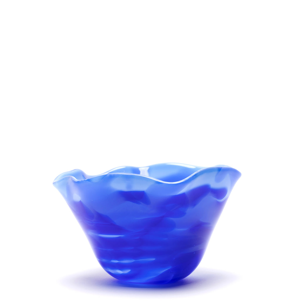 Sky Blue Wavy Vase with Royal Blue Swirls