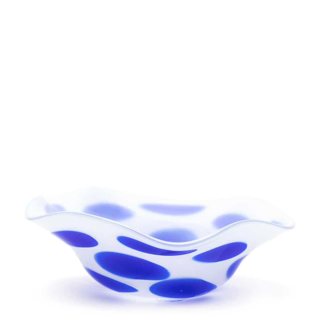 White Wavy Bowl with Royal Spots