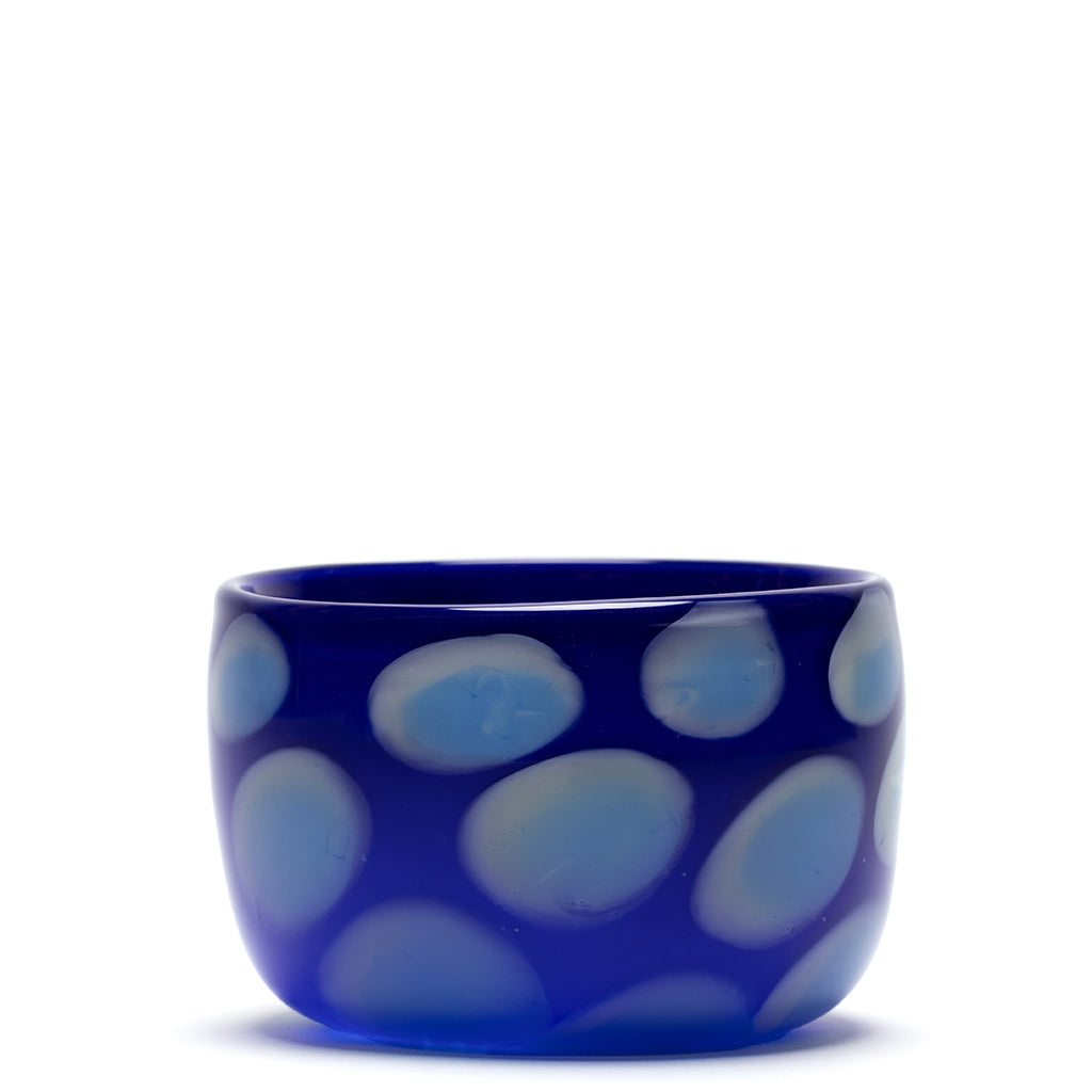 Royal Blue Bowl with Sky Blue Dots