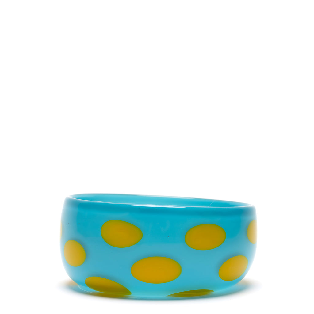 Aqua Bowl with Yellow Spots