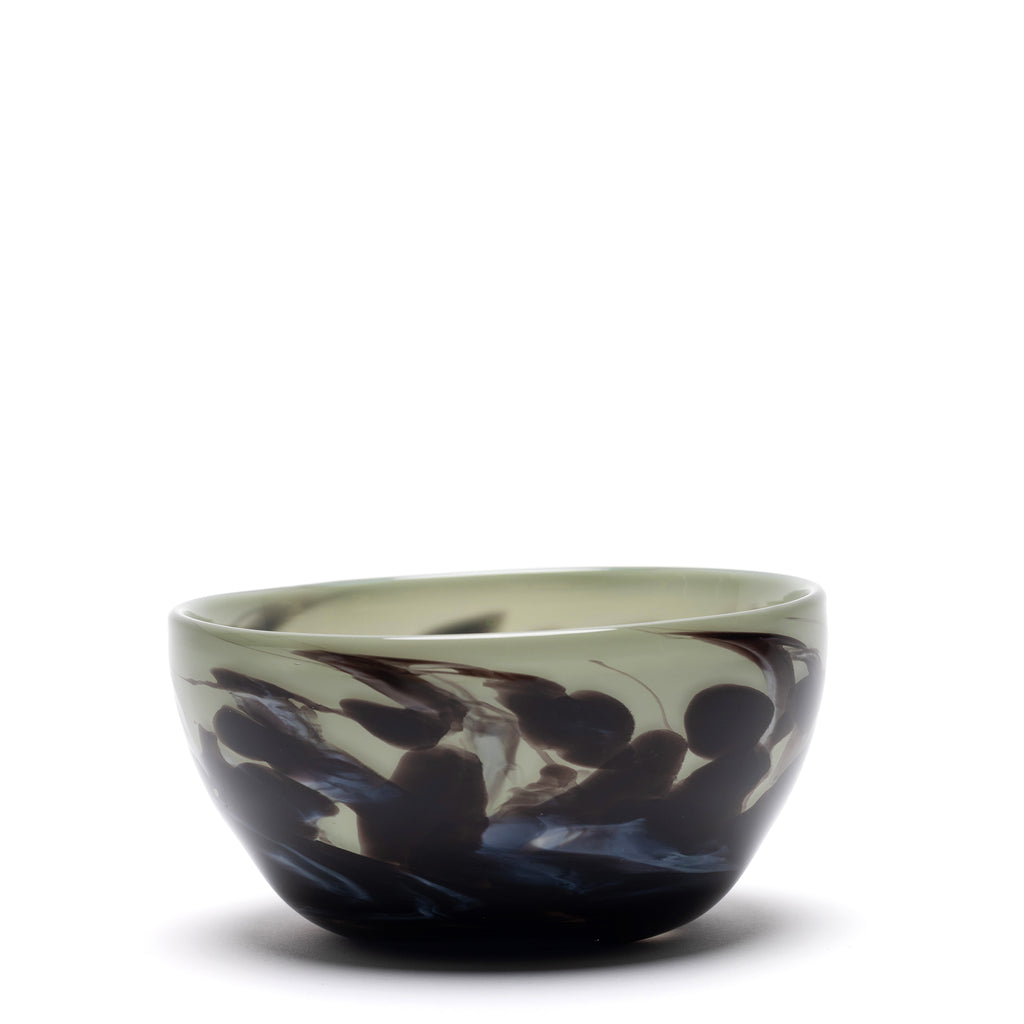Grey Bowl with Black and White Swirls