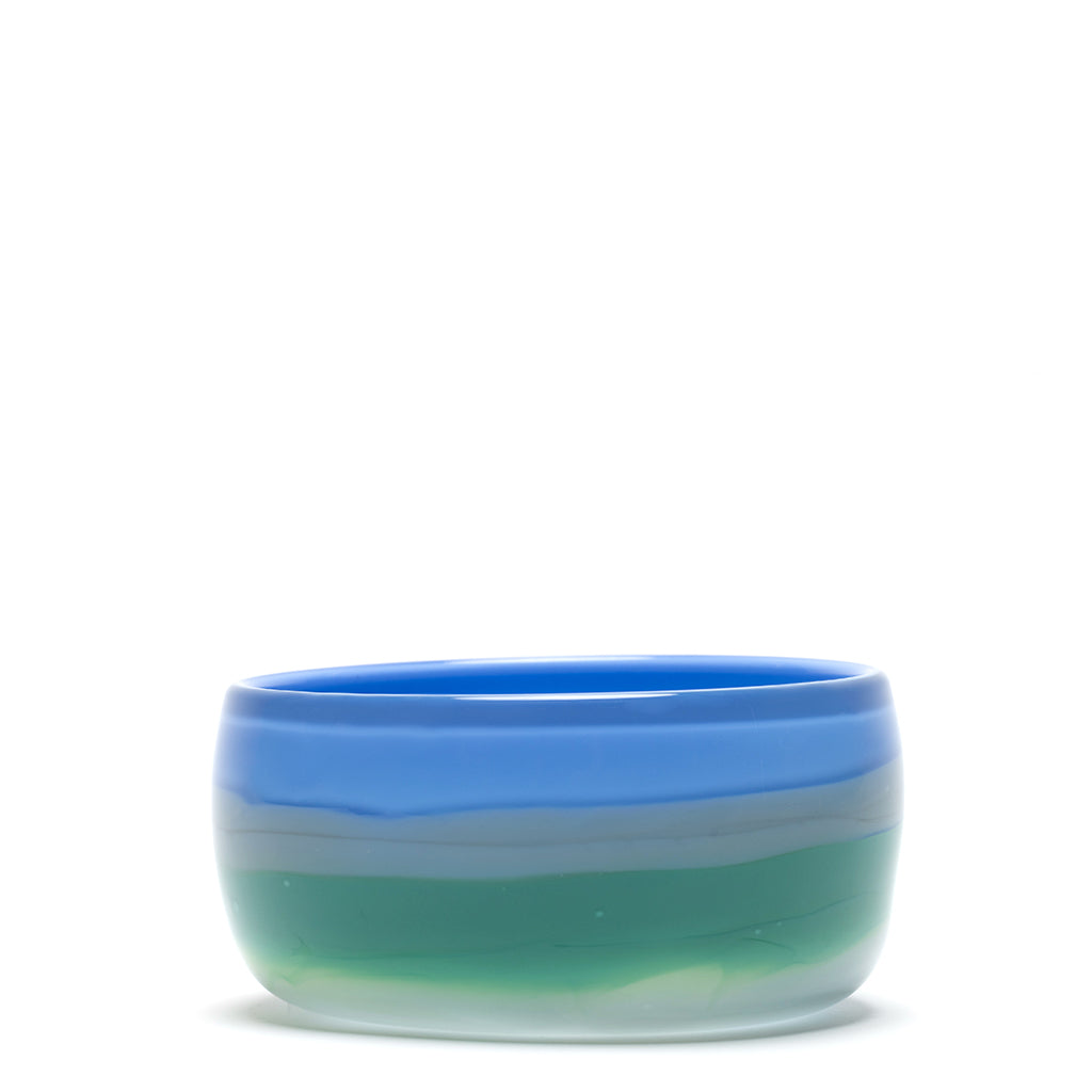 Sky Blue Bowl with Jade and Grey Strokes
