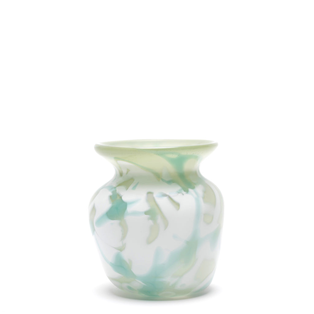 Grey Vase with Teal and White Swirls