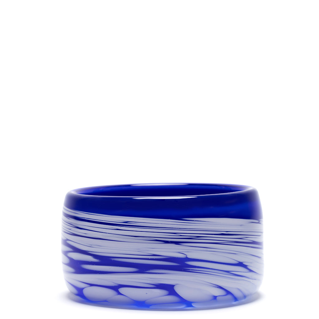 Royal Blue Bowl with White Strokes