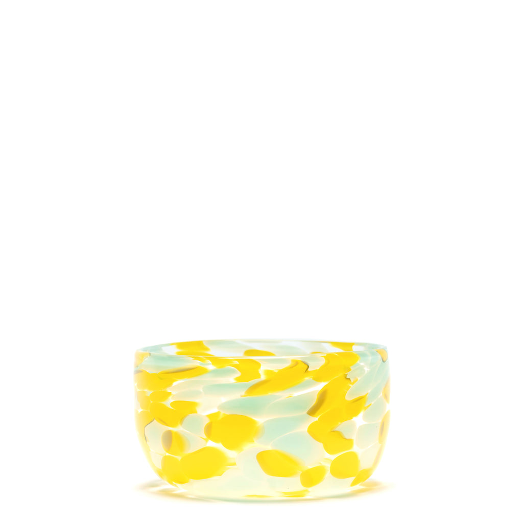 Transparent Large Candy Bowl with Yellow & Seafoam Spots