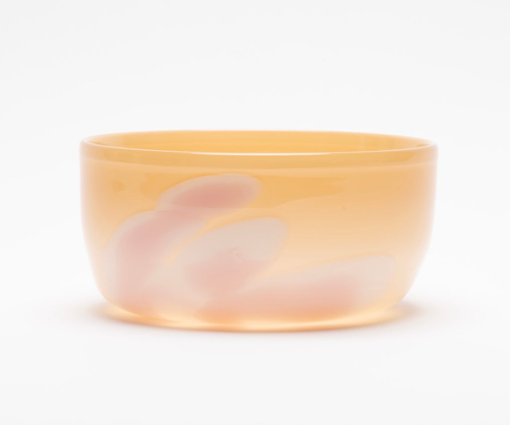 Coral Bowl with White and Light Pink Strokes