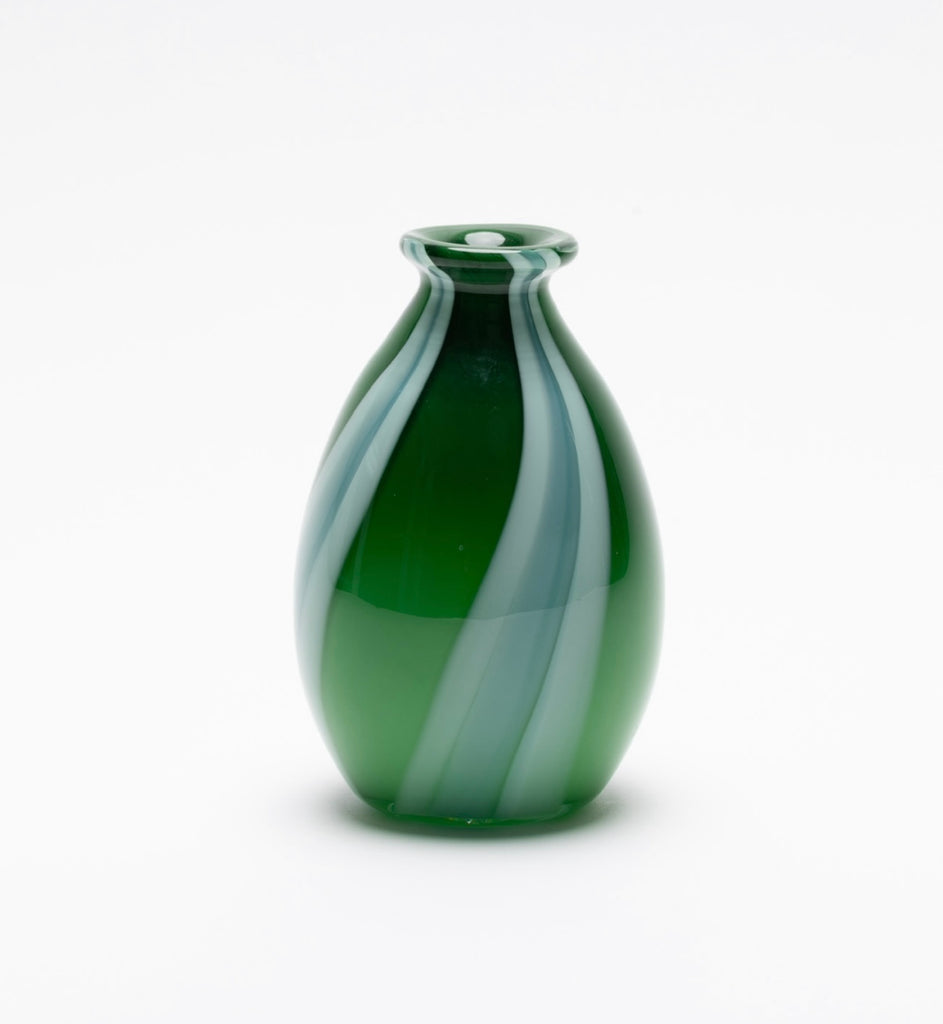 Forest Green Vase with White and Jade Lines