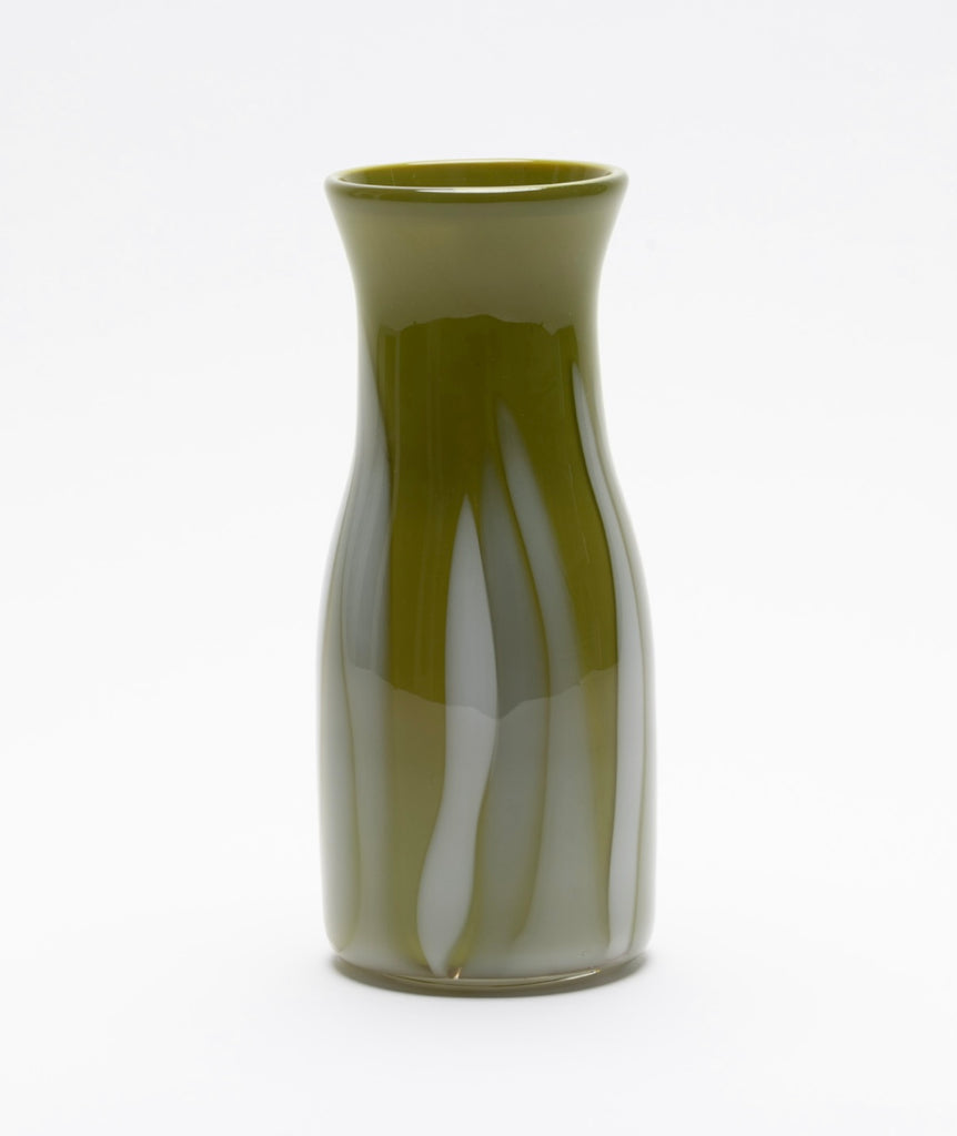 Pistachio Vase or Carafe with White and Grey Strokes