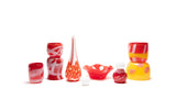 Bright Red Vase with Powder White Strokes