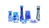 Light Blue Vase With White Spots and Sky/Royal Blue Strokes