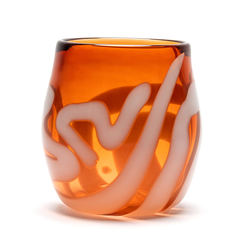 Transparent Sienna Vase with White Strokes