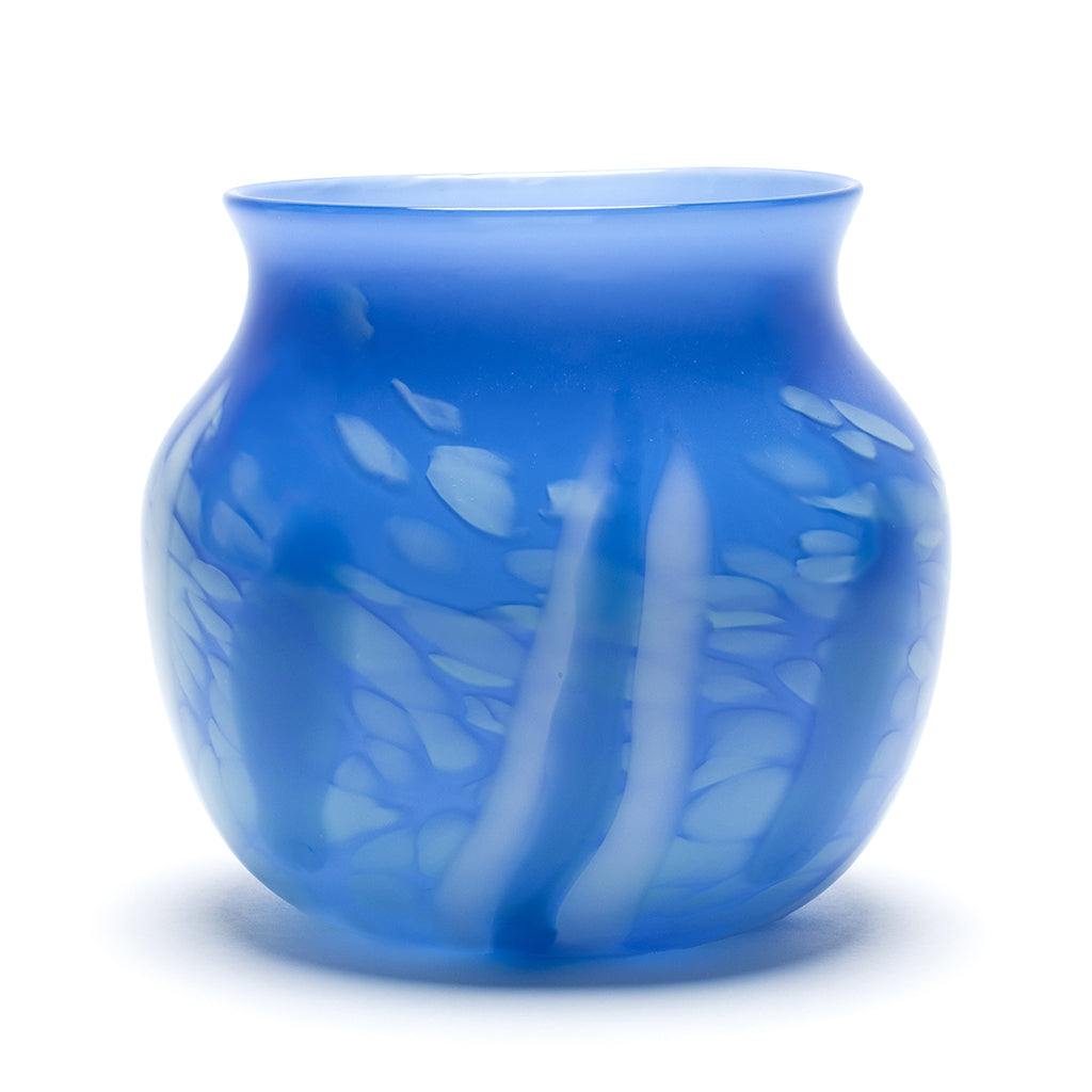 Sky Blue Vase with Seafoam Spots and White and Blue Strokes