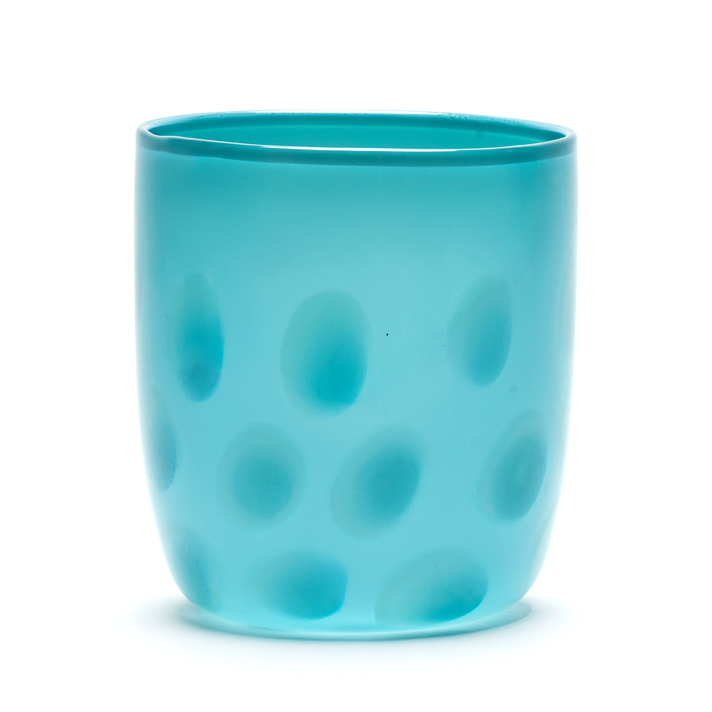Teal Blue Vase with Aqua Spots