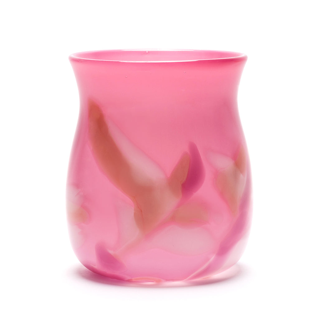 Bubblegum Pink Vase with Flamingo Rose and White Strokes