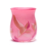 Bubblegum Pink Vase with Flamingo Rose and White Strokes