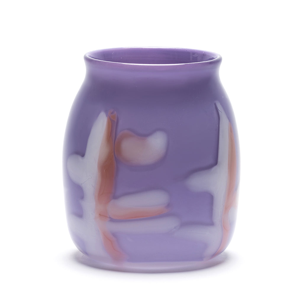 Lilac Vase with White and Coral Strokes