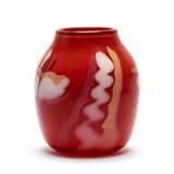 Red Vase with White, Coral, and Rose Strokes