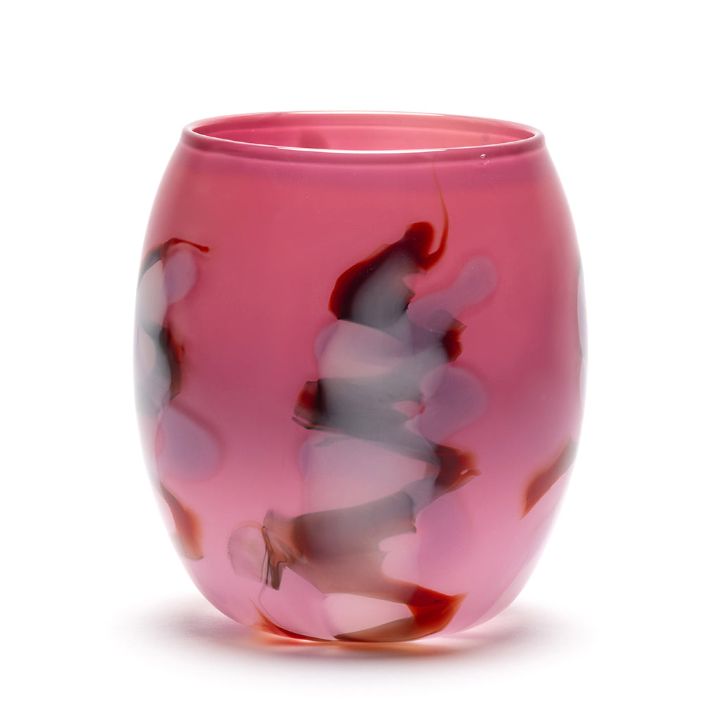 Bubblegum Pink Vase with Red, White and Pink Strokes