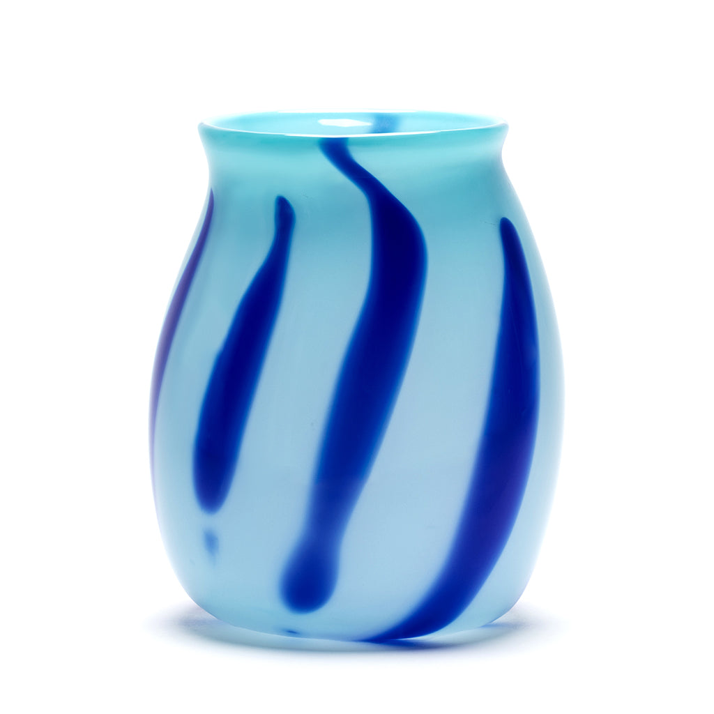 Cobalt Blue Vase with Royal Blue Stripes