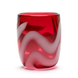 Transparent Fuchsia Vase with White Strokes