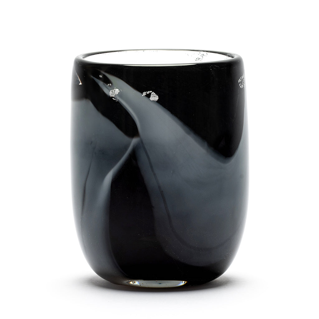 Black Vase with Marbleized Silver Leaf